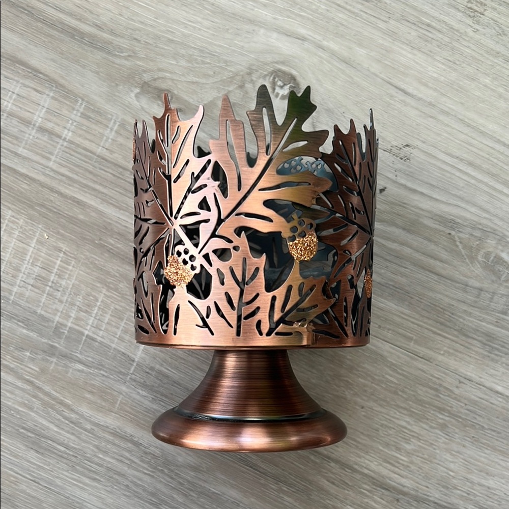 Elegant Copper Leaf Candle Holder